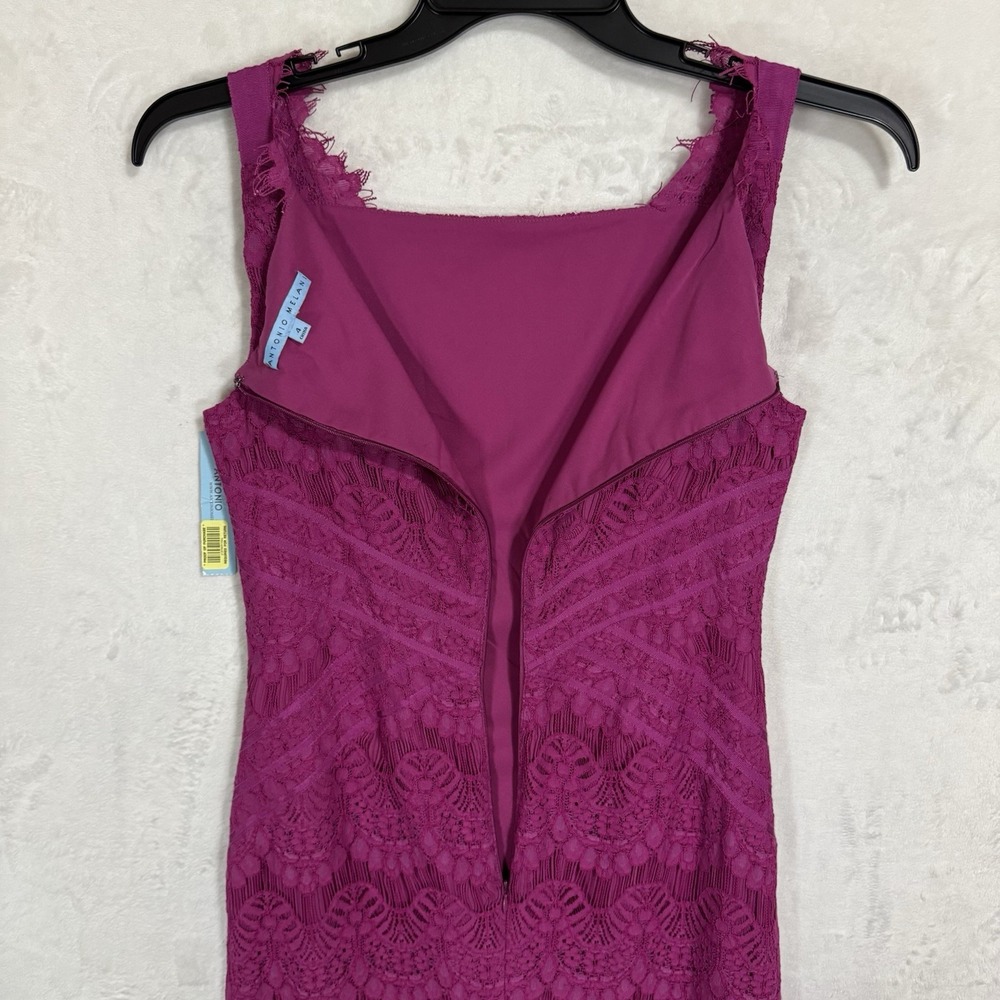 NWT Antonio Melani Lace Sheath Dress Size 4 Fuchsia Party Wedding Guest Resort - Picture 7 of 16